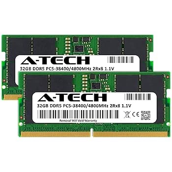 A-Tech 64GB Kit (2x32GB) DDR5 4800MHz PC5-38400 CL40 SODIMM